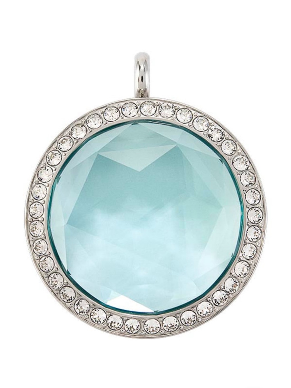 Origami Owl Large Silver with Aqua Prism & Clear Crystals Twist Locket
